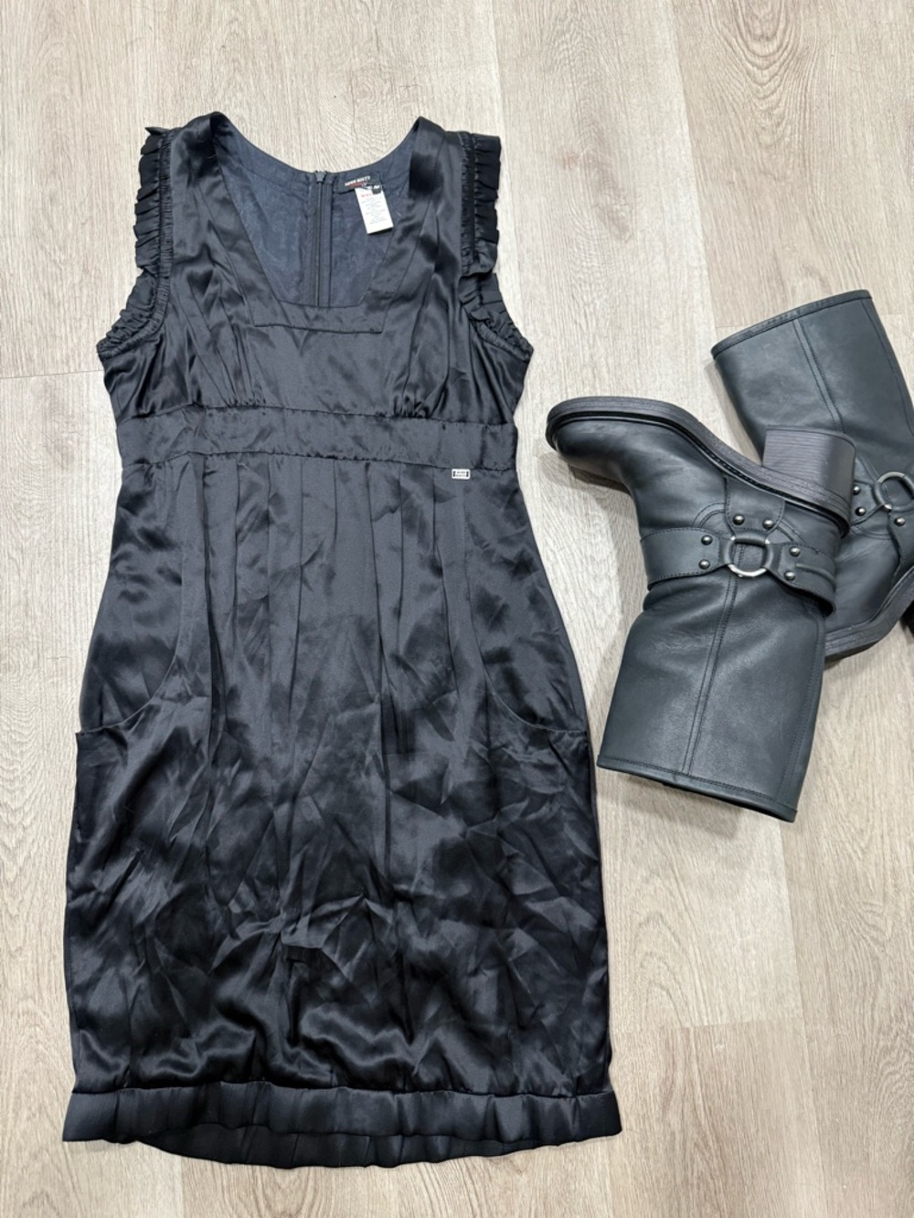 Miss Sixty Black 100% silk Mini Dress made in Italy